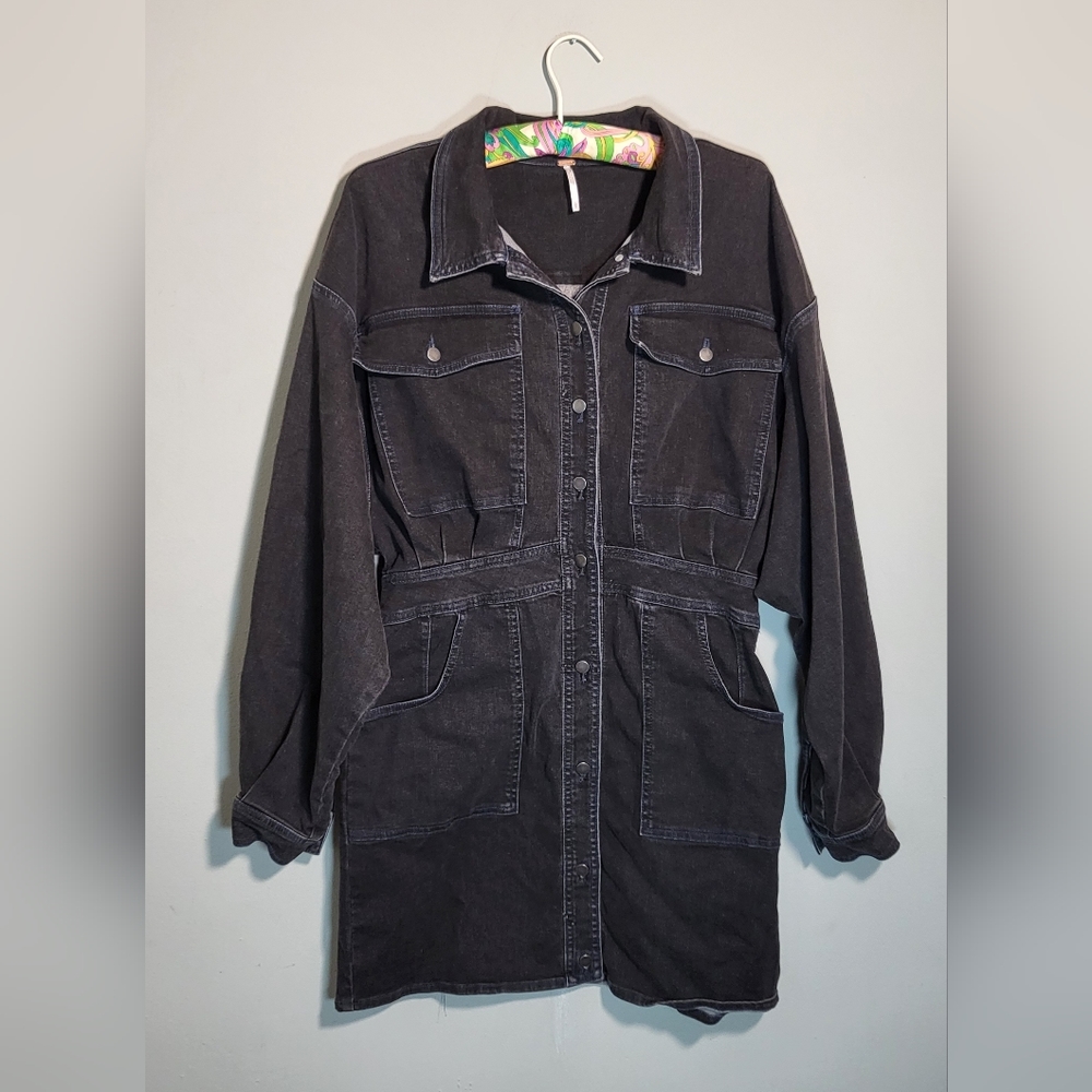 Free People Black Denim Mini Dress - Picture 10 of 11